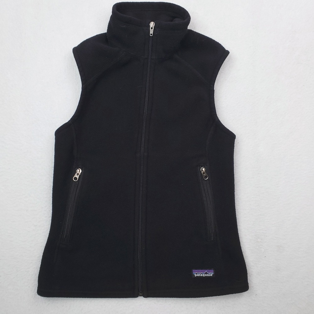 Patagonia Synchilla Vest Womens XS Black Fleece Full Zip Outdoor Hiking Preppy
